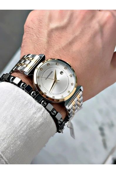 Chaperone Gold Renk Klasik Çelik Kordon Şık Dizayn Erkek Kol Saati + BİLEKLİK HEDİYELİ By Reward - Resim 2