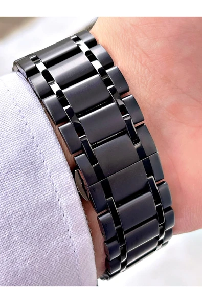 Navimarine Siyah Renk Çelik Kordon Erkek Kol Saati Bileklik Hediyeli - Resim 4