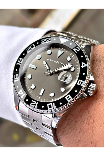 Navimarine Gümüş Renk Çelik Kordon Erkek Kol Saati Bileklik Hediyeli ürün görseli 1