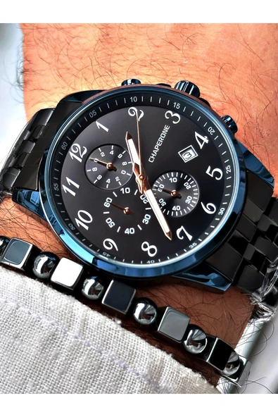 Chaperone Siyah Renk Rakamlı Fonksiyonlar Aktif  Erkek Kol Saati + BİLEKLİK HEDİYELİ By Reward ürün görseli 1