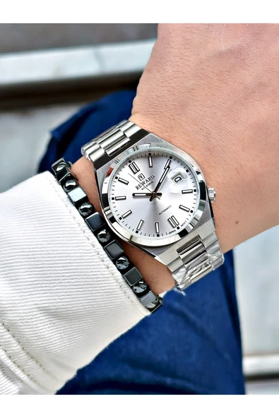 Reward Gümüş Renk Kasa Kordon Çelik Otomatik Business Erkek Kol Saati + BİLEKLİK - Resim 3