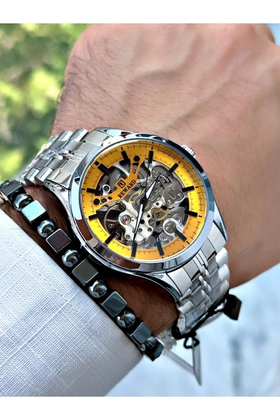 Reward Gümüş Renk Otomatik Business Çelik Kordon  Erkek Kol Saati + BİLEKLİK - Resim 3