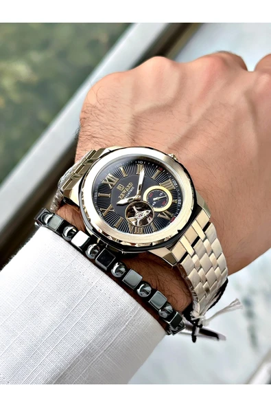 Reward Gümüş Renk Kasa Kordon Çelik  Mekanizma Erkek Kol Saati + BİLEKLİK - Resim 2