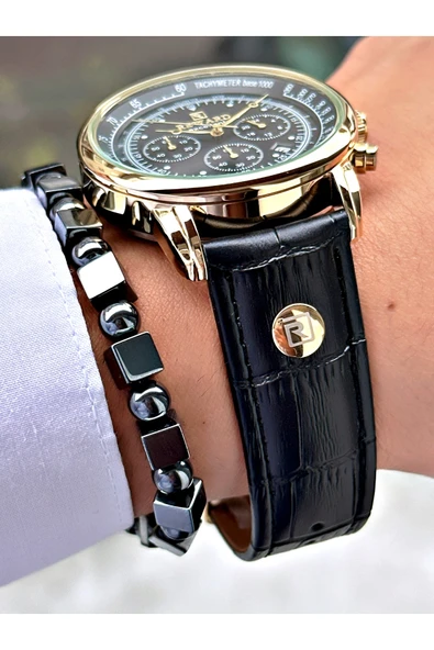 Reward Siyah Deri Kordon Pilli Orjinal Business Kilit Erkek Kol Saati + BİLEKLİK HEDİYELİ - Resim 4