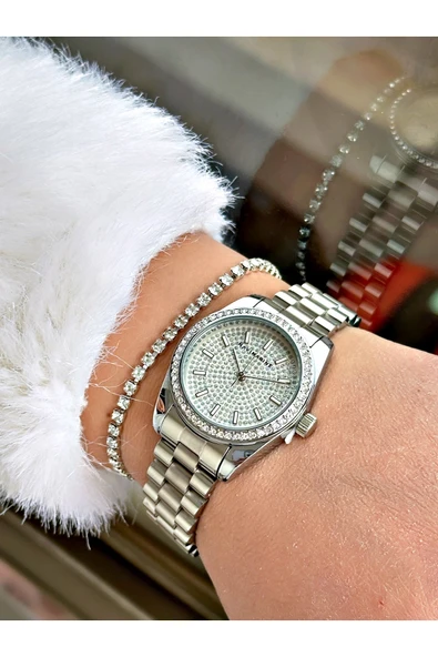 Navimarine Altın Renk Çelik Kordon Kadın Kol Saati + Bileklik Hediyeli - Resim 3