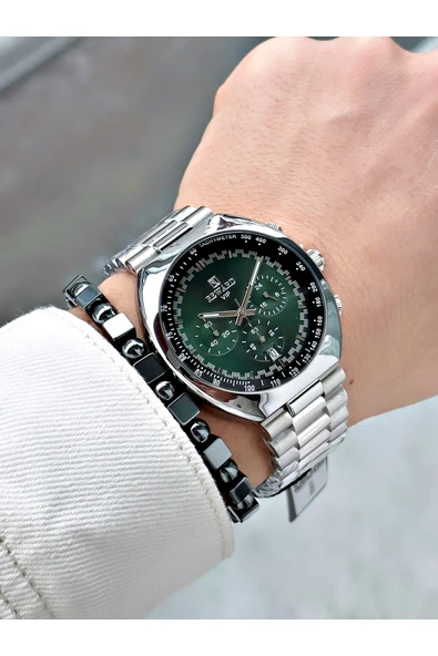 Reward Gümüş Renk Büyük Kasa Spor Model Fonksiyonlu Erkek Kol Saati + BİLEKLİK - Resim 2