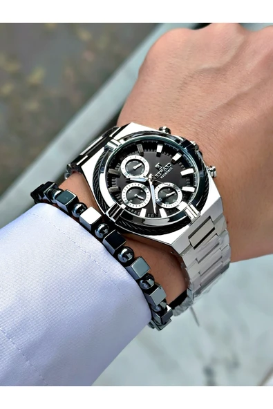 Reward Gümüş Renk Roma Rakamlı Fonksiyonlar Aktif Çelik Kordon Erkek Kol Saati - Resim 3