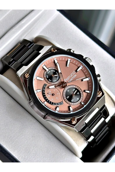 Ferrucci Füme Renk Spor Elite Fonksiyonlu Garantili Erkek Kol Saati Bileklik ürün görseli 1