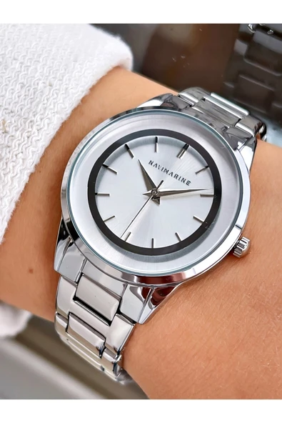 Navimarine Gümüş Renk Çelik Kordon Kadın Kol Saati Bileklik Hediyeli ürün görseli 1