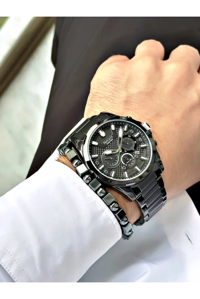 Ferrucci Siyah Renk Fonksiyonlar Aktif Orijinal Çelik Kordon Erkek Kol Saati + BİLEKLİK HEDİYELİ - Resim 3