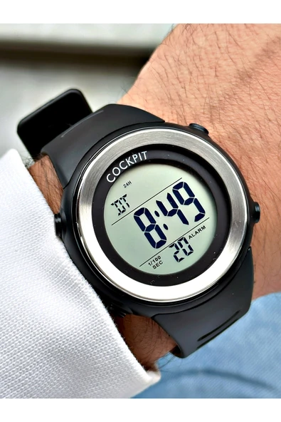 Cockpit Silikon Kordon 5 ATM Su Geçirmez Alarmlı Işıklı Kronometreli Dijital Erkek Kol Saati ürün görseli 1