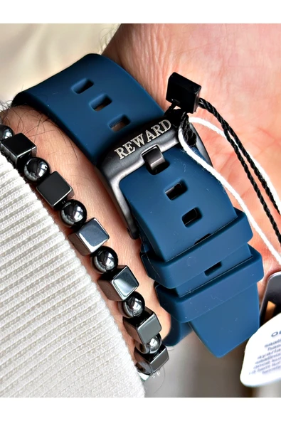 Reward Siyah Renk Çelik Kasa Otomatik Spor Silikon Business Erkek Kol Saati + BİLEKLİK - Resim 5