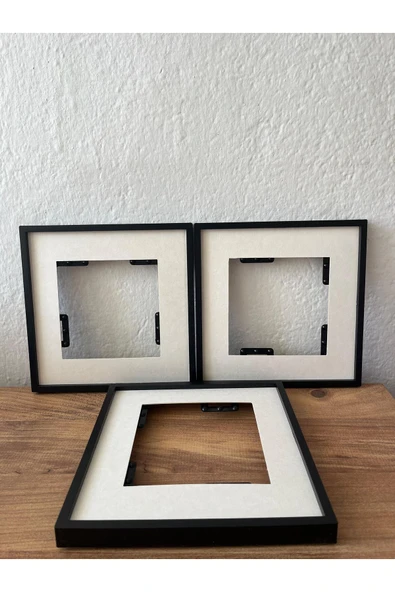 3'lü Yapışkanlı Sök Tak Paspartulu 21 x 21 cm Çerçeveler - Dekoratif Çerçeve PVC Li - Resim 4