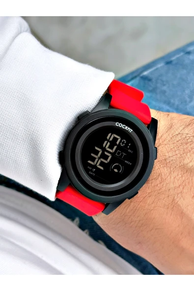 Cockpit Silikon Kordon 5 ATM Su Geçirmez Alarmlı Işıklı Kronometreli Dijital Erkek Kol Saati - Resim 2
