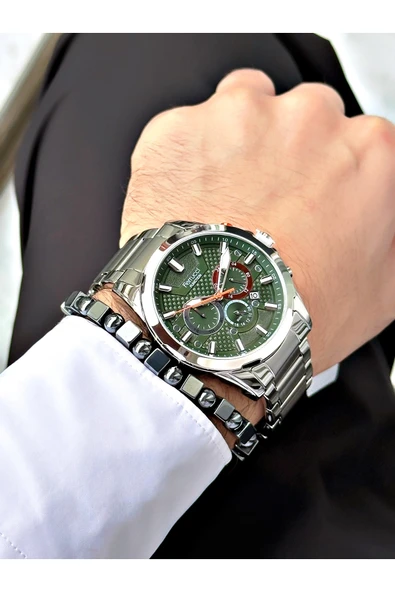 Ferrucci Gümüş Renk Fonksiyonlar Aktif Orijinal Çelik Kordon Erkek Kol Saati + BİLEKLİK HEDİYELİ - Resim 3