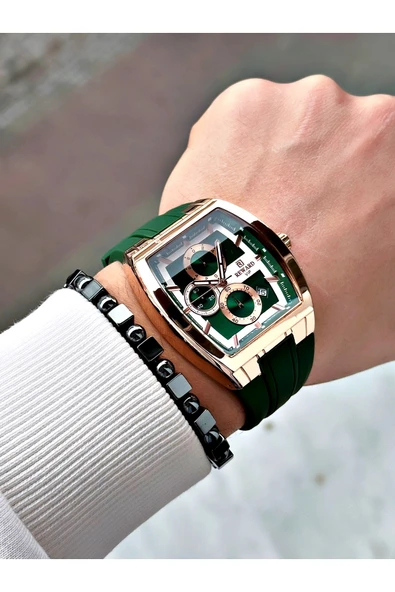 Reward Yeşil Renk Kare Spor Fonksiyonlar Aktif Erkek Kol Saati + BİLEKLİK - Resim 2