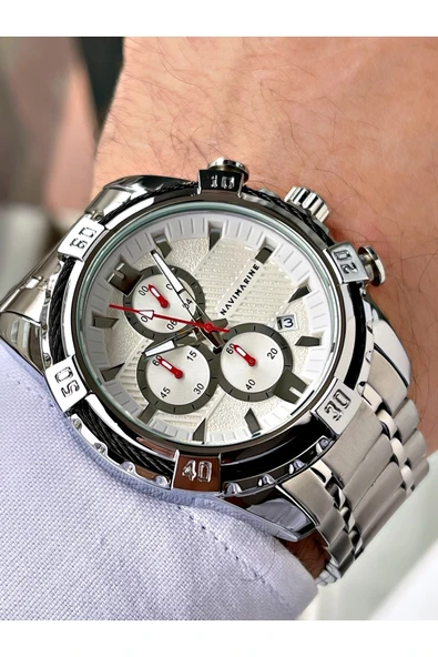 Navimarine Gümüş Renk Çelik Kordon Erkek Kol Saati Bileklik Hediyeli ürün görseli 1