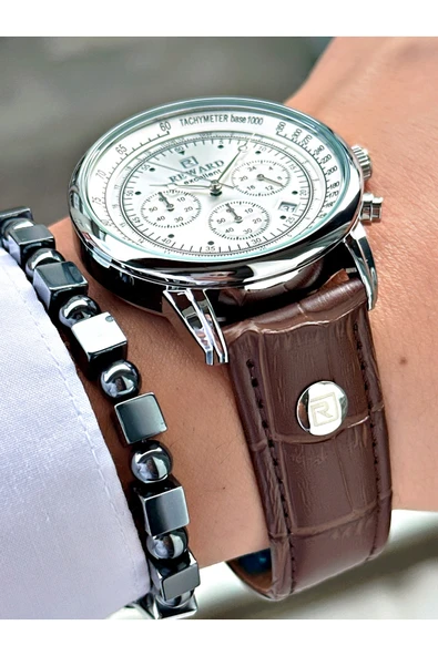 Reward Kahverengi Deri Kordon Pilli Orjinal Business Kilit Erkek Kol Saati + BİLEKLİK HEDİYELİ - Resim 2