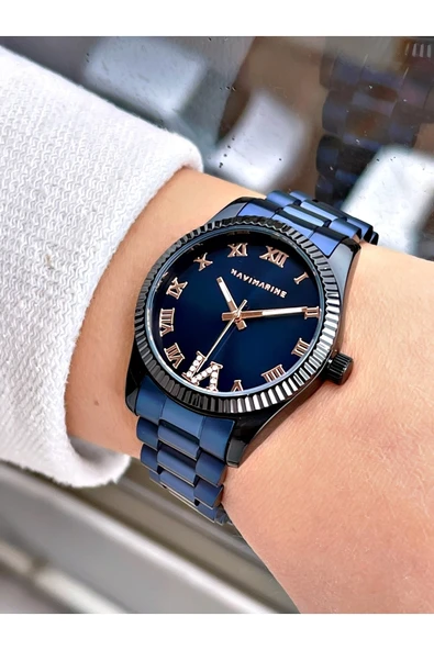 Navimarine Lacivert Renk Çelik Kordon Kadın Kol Saati Bileklik Hediyeli - Resim 2