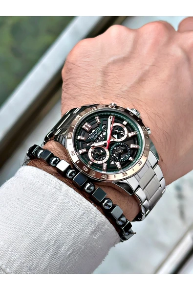 Ferrucci Gümüş Renk Fonksiyonlar Aktif Çelik Kordon  Erkek Kol Saati + BİLEKLİK HEDİYELİ - Resim 2