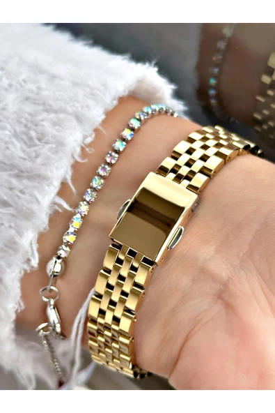 Ferrucci Gümüş Gold Sade Klasik Model Çelik Kordon  Kadın Kol Saati + BİLEKLİK HEDİYELİ - Resim 3