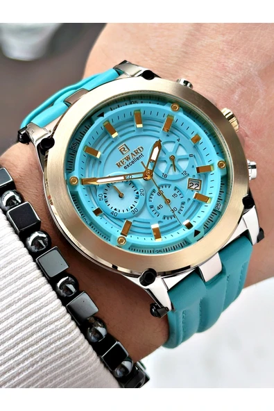 Reward Mavi Renk Deri Kordon Çelik Kasa Fonksiyonlu Erkek Kol Saati + BİLEKLİK - Resim 3
