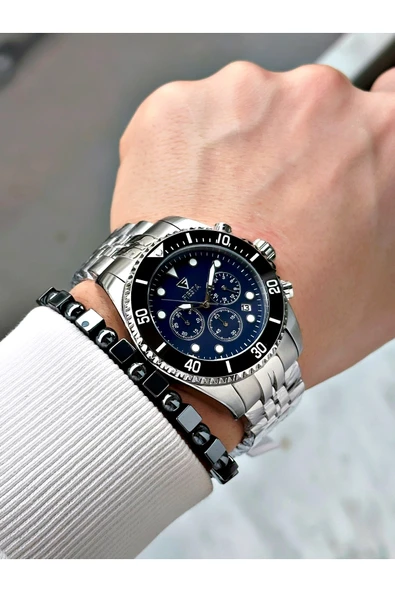 Fiesta Gümüş Renk Fonksiyonlu Çelik SK Mekanizma Çelik Erkek Kol Saati + BİLEKLİK - Resim 3