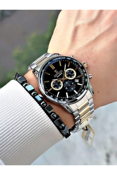 Reward Altın Gümüş Renk Fonksiyonlar Aktif Aynalı Cam Erkek Kol Saati + BİLEKLİK HEDİYELİ - Resim 2