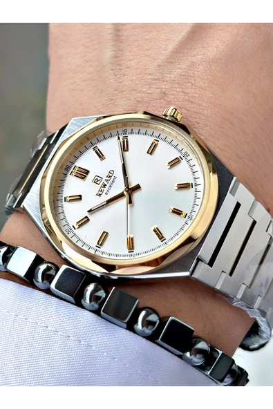 Reward Gümüş Renk Klasik Çelik Kordon Erkek Kol Saati + BİLEKLİK HEDİYELİ - Resim 2