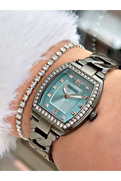 Ferrucci Füme Renk Zincir Model Çelik Kordon Kadın Kol Saati + BİLEKLİK HEDİYELİ ürün görseli 1