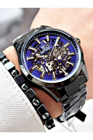 Reward Gümüş Renk İskelet Model Otomatik Çelik Kordon Erkek Kol Saati + BİLEKLİK ürün görseli 1