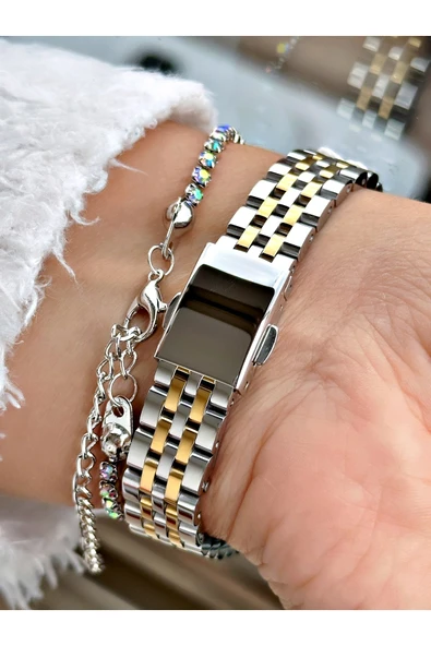 Ferrucci Altın Renk Sade Model Klasik Çelik Kordon Kadın Kol Saati + BİLEKLİK - Resim 3