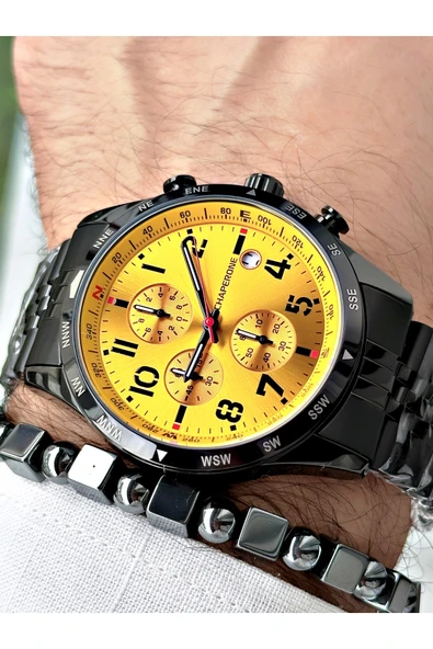 Chaperone Siyah Renk Rakamlı Model Takvimli  Fonksiyonlu Erkek Kol Saati  + BİLEKLİK HEDİYELİ By Reward ürün görseli 1