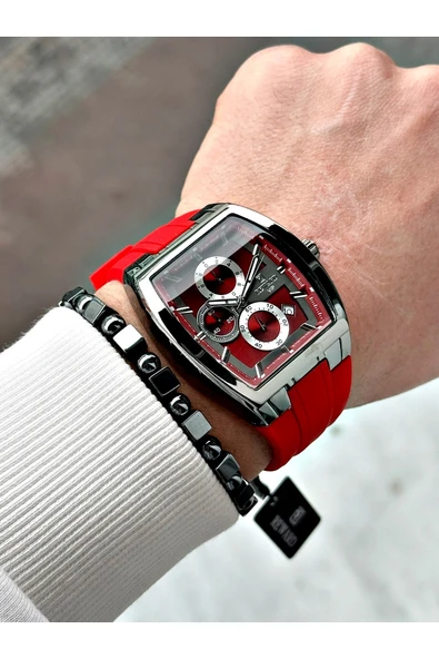 Reward Kırmızı Renk Kare Spor Fonksiyonlar Aktif Erkek Kol Saati + BİLEKLİK - Resim 2