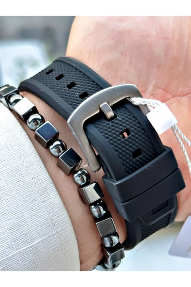 Reward Siyah Renk Silikon Fonksiyonlu  Erkek Kol Saati + BİLEKLİK By Reward - Resim 4