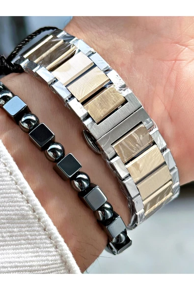 Reward Altın Gümüş Renk Fonksiyonlar Aktif Çelik Kordon Erkek Kol Saati + BİLEKLİK - Resim 4