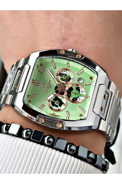 Reward Gümüş Renk Fonksiyonlar Aktif Kare Erkek Kol Saati + BİLEKLİK - Resim 3