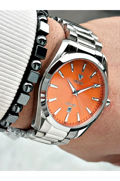 Fiesta Gümüş Silver Renk Çelik Kasa Kordon Erkek Kol Saati + BİLEKLİK - Resim 5