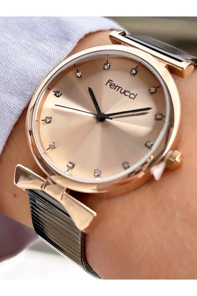 Ferrucci Füme Rose Gold Renk Sade Şık Dizayn Kadın Kol Saati ürün görseli 1