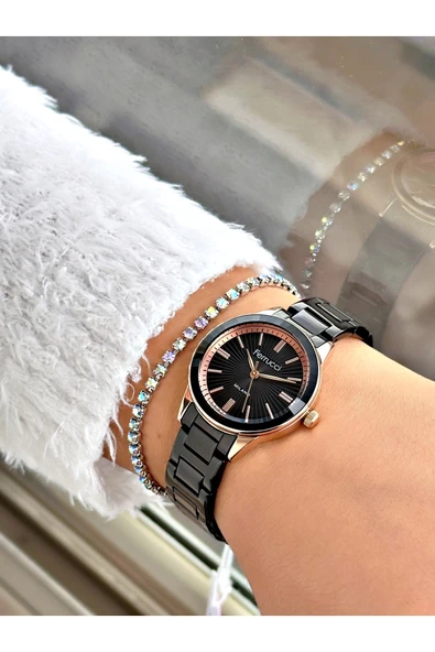 Ferrucci Siyah Renk Sade Model Klasik  Garantili Kadın Kol Saati + BİLEKLİK - Resim 2
