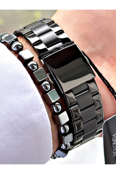 Ferrucci Siyah Renk Fonksiyonlar Aktif Kare Model Klasik Erkek Kol Saati + BİLEKLİK - Resim 4