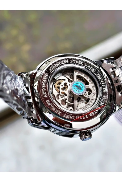 Reward Gümüş Renk Otomatik Business Erkek Kol Saati + BİLEKLİK HEDİYELİ - Resim 5