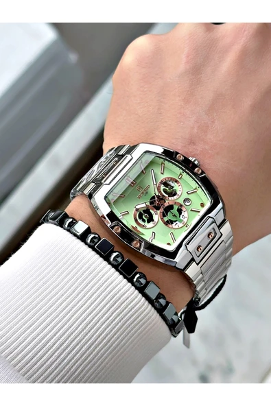 Reward Gümüş Renk Fonksiyonlar Aktif Kare Erkek Kol Saati + BİLEKLİK - Resim 2