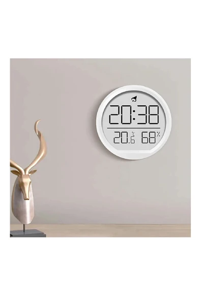 Dijital LCD Yuvarlak Duvar Masa Saati Mıknatıslı Buzdolabı Saati, Alarm + Sıcaklık & Nem Göstergeli ürün görseli 1