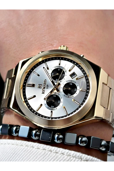 Reward Altın Renk Fonksiyonlar Aktif Çelik Kordon Erkek Kol Saati + BİLEKLİK - Resim 3