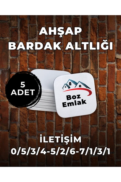 5 ADET Bardak Altlığı Kare 9,5cm  Ahşap Bardak Altlığı - Mug - Kupa Bardak Altlığı - Resim 2