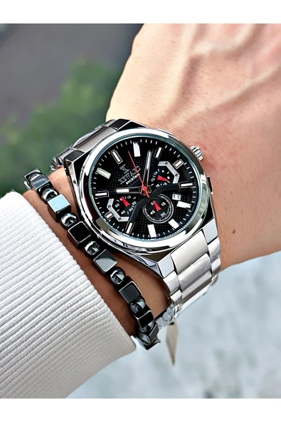 Reward Gümüş Renk Fonksiyonlar Aktif Çelik Kordon Erkek Kol Saati + BİLEKLİK HEDİYELİ - Resim 2