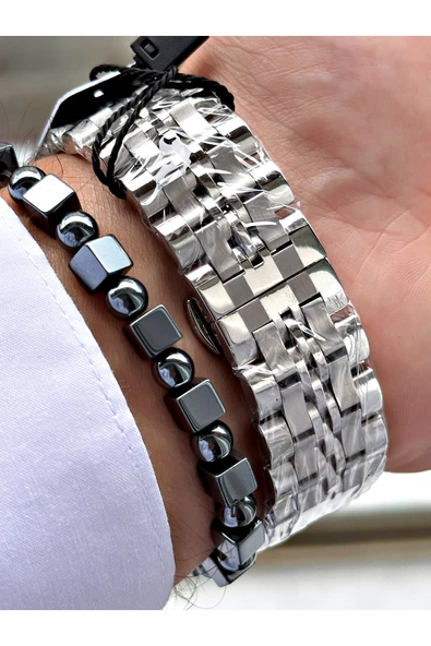 Ferrucci Gümüş Renk Fonksiyonlu Rulet Fonksiyonlu Çelik Kordon Erkek Kol Saati + BİLEKLİK - Resim 5