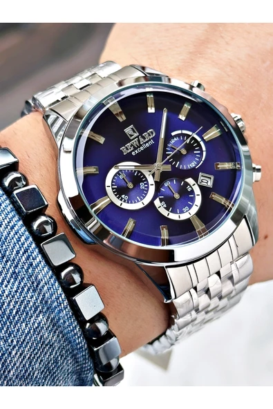 Reward Gümüş Renk Spor Garantili Çelik Kordon Erkek Kol Saati + BİLEKLİK ürün görseli 1