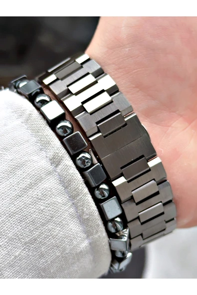 Fiesta Füme Renk Otomatik Business Çelik Lüx Erkek Kol Saati + BİLEKLİK HEDİYELİ - Resim 4